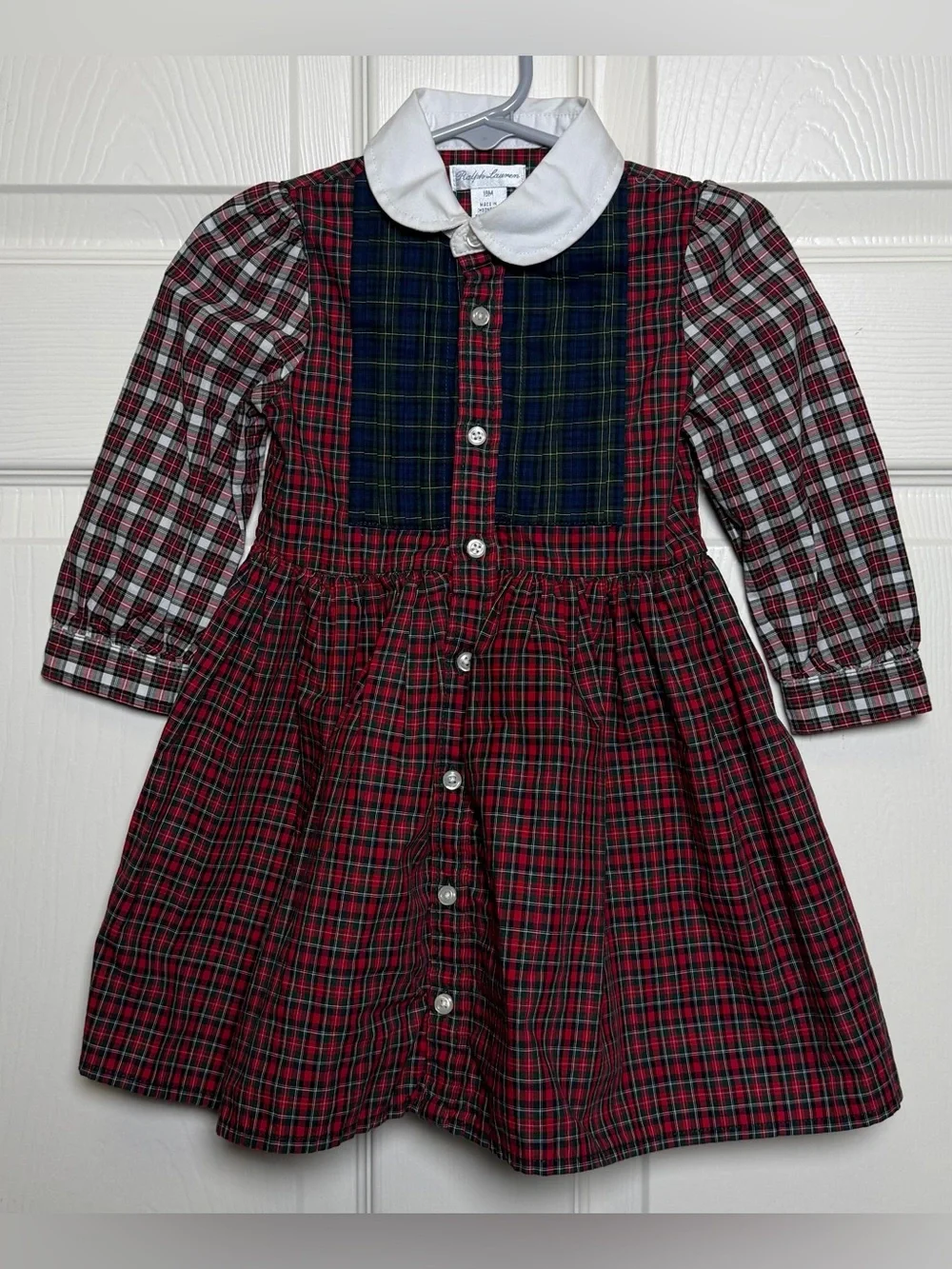 Ralph Lauren Red and Navy Plaid Peter‑Pan Collar Dress